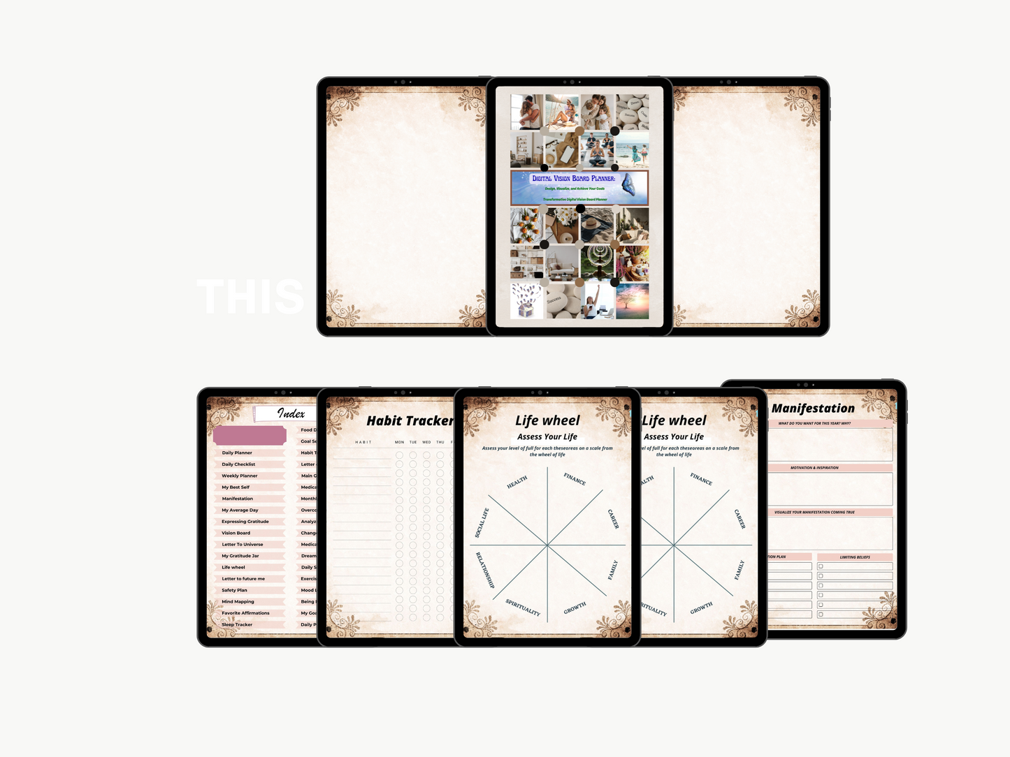 Comprehensive Digital Vision Board Planner:  Transform Your Life Achieve Your Goals (For Android and Ipad)