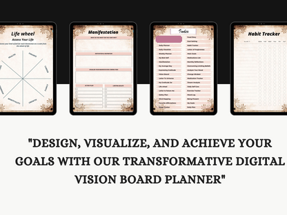 Comprehensive Digital Vision Board Planner:  Transform Your Life Achieve Your Goals (For Android and Ipad)