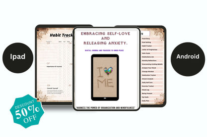 Embracing Self Love and Releasing Anxiety Digital Journal.