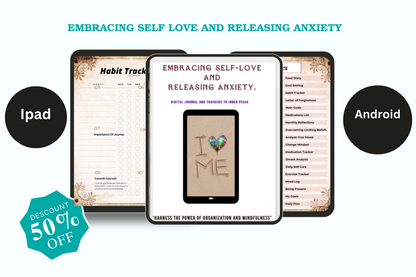Embracing Self Love and Releasing Anxiety Digital Journal.